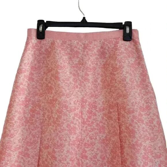 Banana Republic Women's Pink Floral Silk Lined A-Line Skirt - Picture 2 of 12